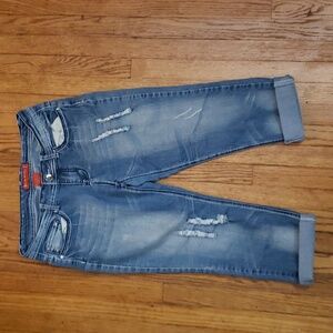 Red Rivet Skinny Cropped Jeans juniors size 9, 32 inches waist to hem